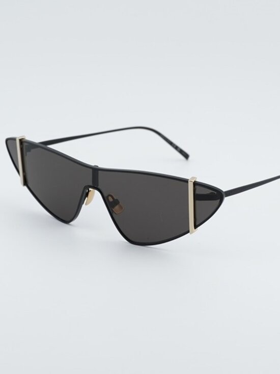 Saint Laurent SL536 001 Sunglasses Black Rimless Shield Frame, Black Lenses main image 10